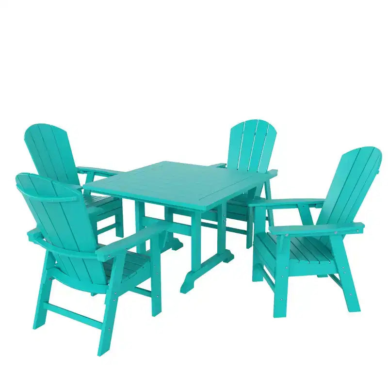 Set da pranzo da patio da 5 pezzi WestinTrends con tavolo quadrato e poltrone con schienale curvo