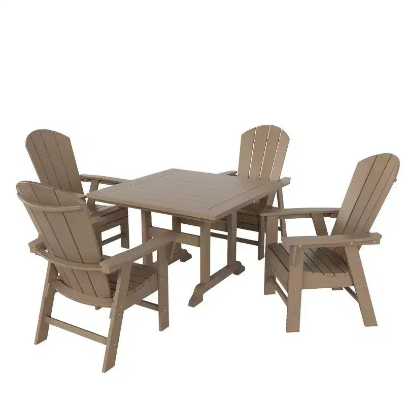 Set da pranzo da patio da 5 pezzi WestinTrends con tavolo quadrato e poltrone con schienale curvo