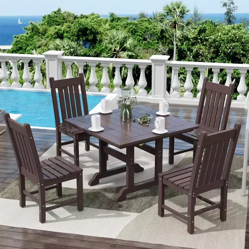 WestinTrends 5 Piece Outdoor Patio Dining Set Outdoor Square Table and Chair Set