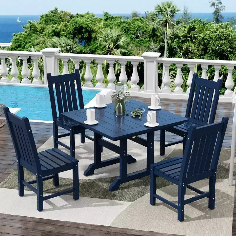 WestinTrends 5 Piece Outdoor Patio Dining Set Outdoor Square Table and Chair Set