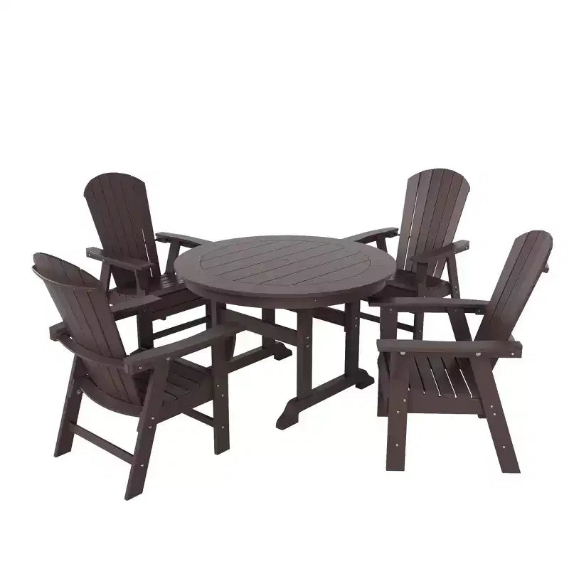 Set da pranzo da esterno WestinTrends da 5 pezzi, con tavolo rotondo da patio e sedie con braccioli e schienale a conchiglia