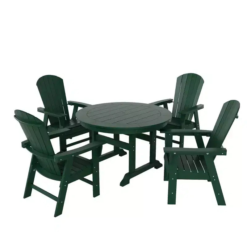 Set da pranzo da esterno WestinTrends da 5 pezzi, con tavolo rotondo da patio e sedie con braccioli e schienale a conchiglia