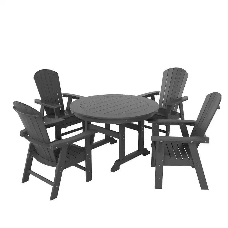 Set da pranzo da esterno WestinTrends da 5 pezzi, con tavolo rotondo da patio e sedie con braccioli e schienale a conchiglia
