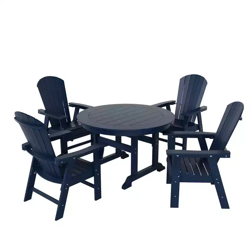 Set da pranzo da esterno WestinTrends da 5 pezzi, con tavolo rotondo da patio e sedie con braccioli e schienale a conchiglia