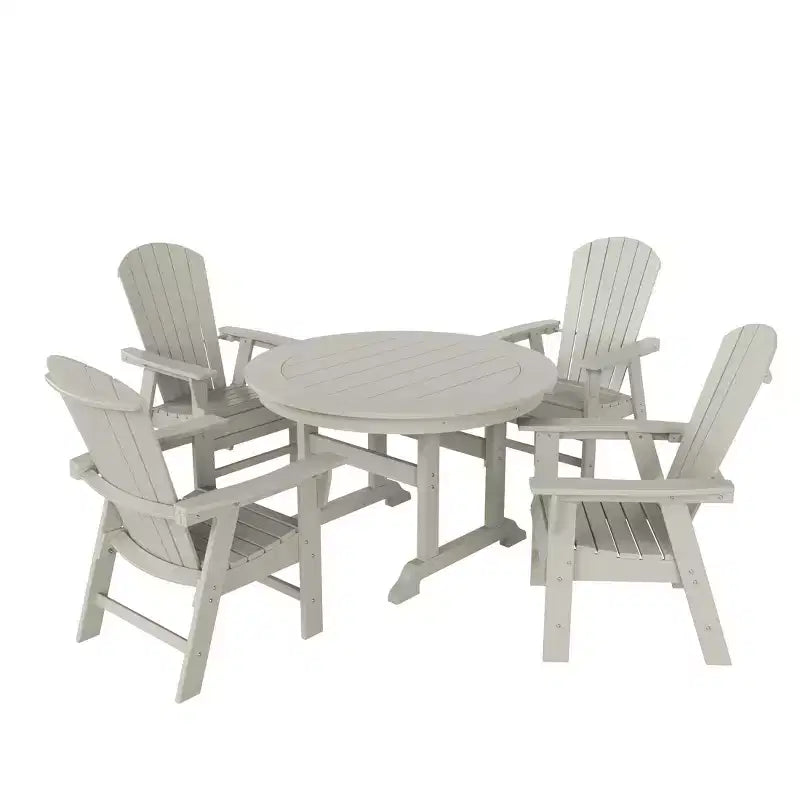 Set da pranzo da esterno WestinTrends da 5 pezzi, con tavolo rotondo da patio e sedie con braccioli e schienale a conchiglia