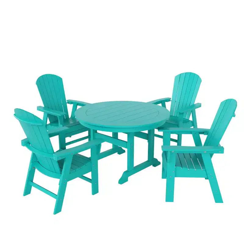 Set da pranzo da esterno WestinTrends da 5 pezzi, con tavolo rotondo da patio e sedie con braccioli e schienale a conchiglia