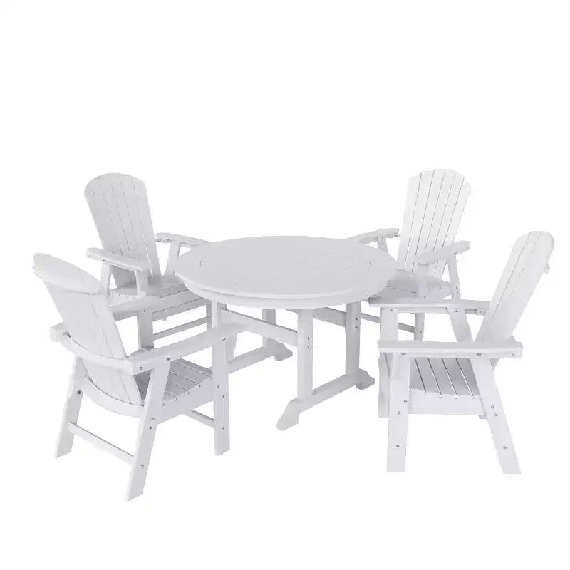Set da pranzo da esterno WestinTrends da 5 pezzi, con tavolo rotondo da patio e sedie con braccioli e schienale a conchiglia
