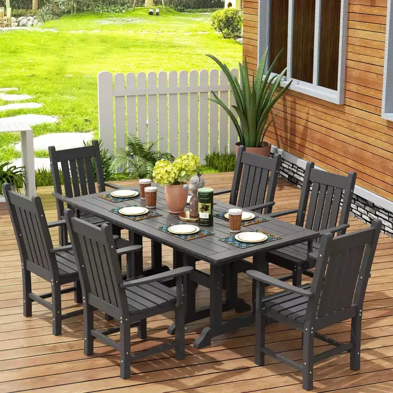 WestinTrends 7 Piece Outdoor Patio Dining Set Outdoor Table and Armchair Set