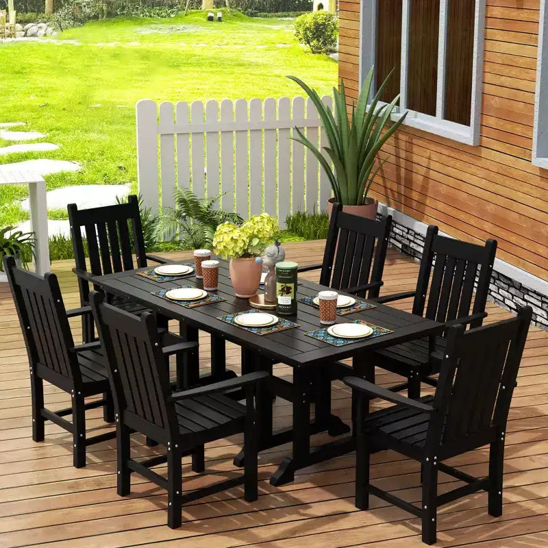 WestinTrends 7 Piece Outdoor Patio Dining Set Outdoor Table and Armchair Set