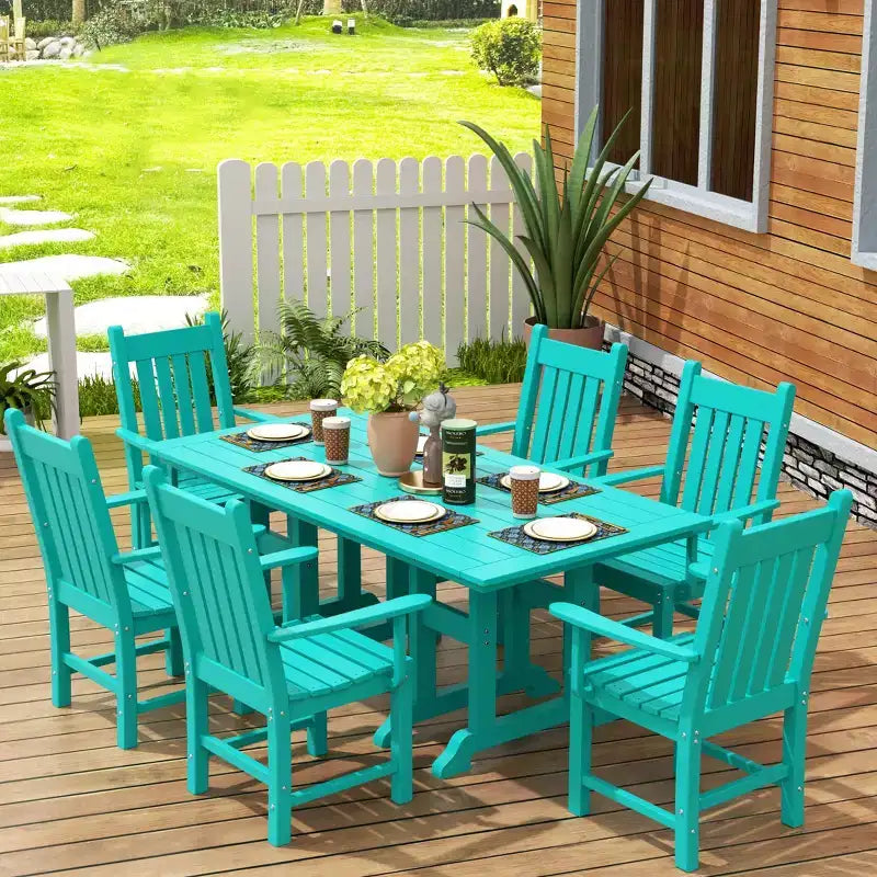 WestinTrends 7 Piece Outdoor Patio Dining Set Outdoor Table and Armchair Set