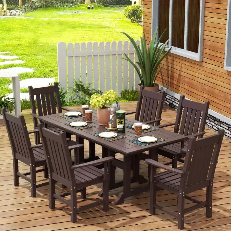 WestinTrends 7 Piece Outdoor Patio Dining Set Outdoor Table and Armchair Set