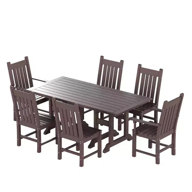 WestinTrends Malibu 7 Piece Outdoor Patio Dining Set Outdoor Dining Table with Dining Chair, Dark Brown