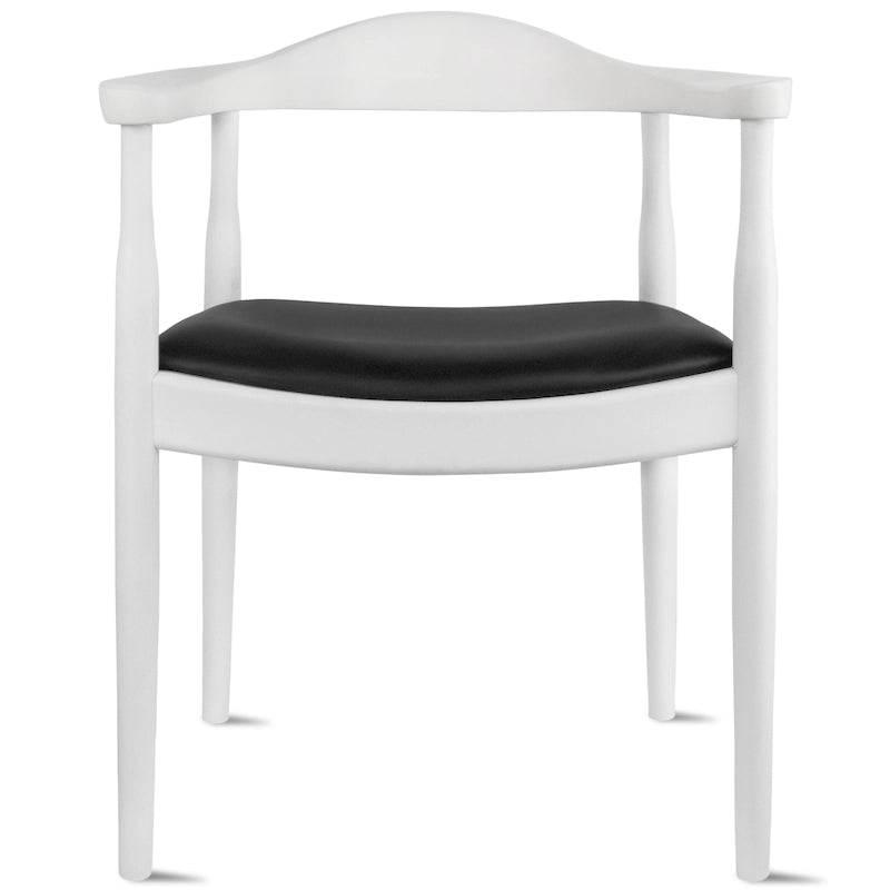 Solid Wood Elbow Chairs Oak and Faux Leather Dining Armchair For Kitchen Bedroom Office