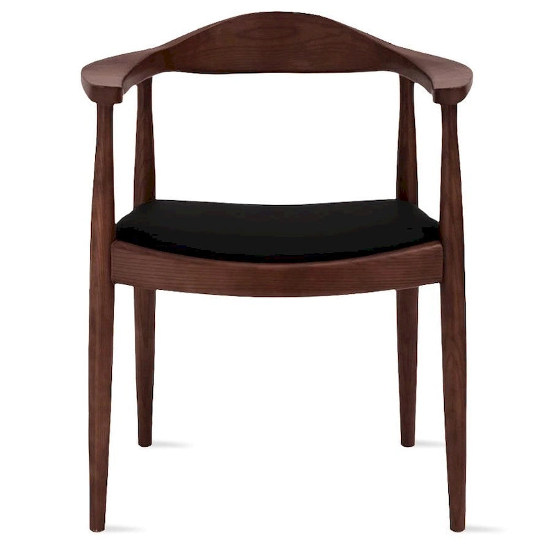 Solid Wood Elbow Chairs Oak and Faux Leather Dining Armchair For Kitchen Bedroom Office