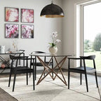 Armlehnstühle aus Massivholz, Eiche und Kunstleder, Esszimmerstuhl für Küche, Schlafzimmer und Büro
