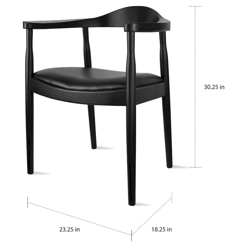 Solid Wood Elbow Chairs Oak and Faux Leather Dining Armchair For Kitchen Bedroom Office