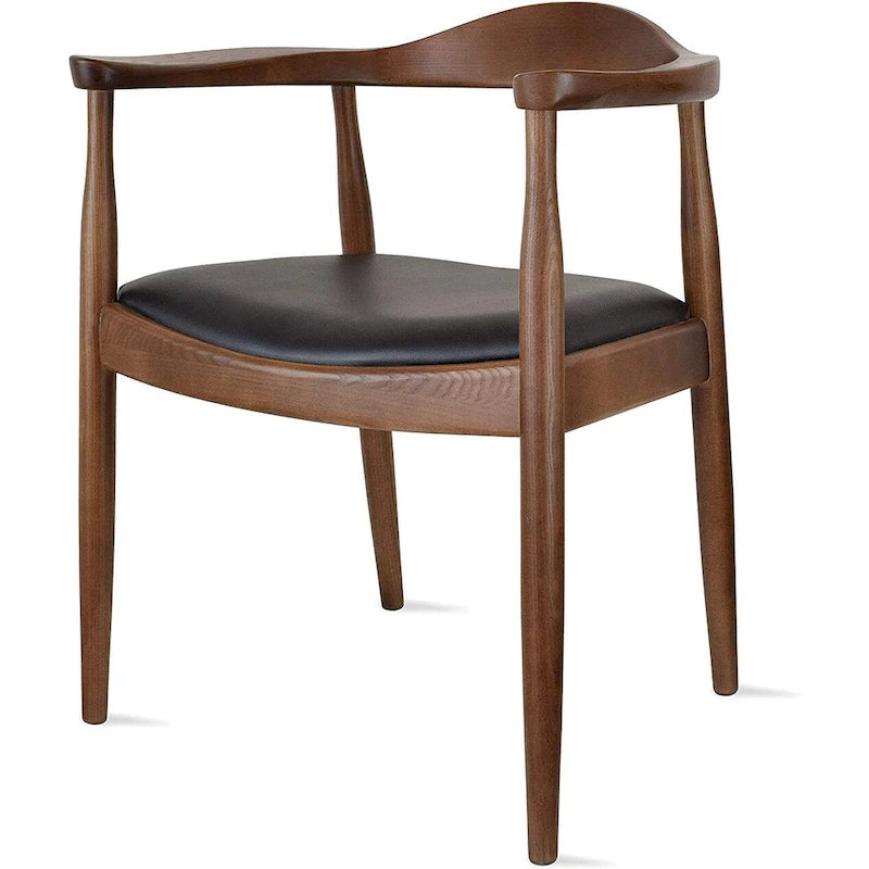 Solid Wood Elbow Chairs Oak and Faux Leather Dining Armchair For Kitchen Bedroom Office