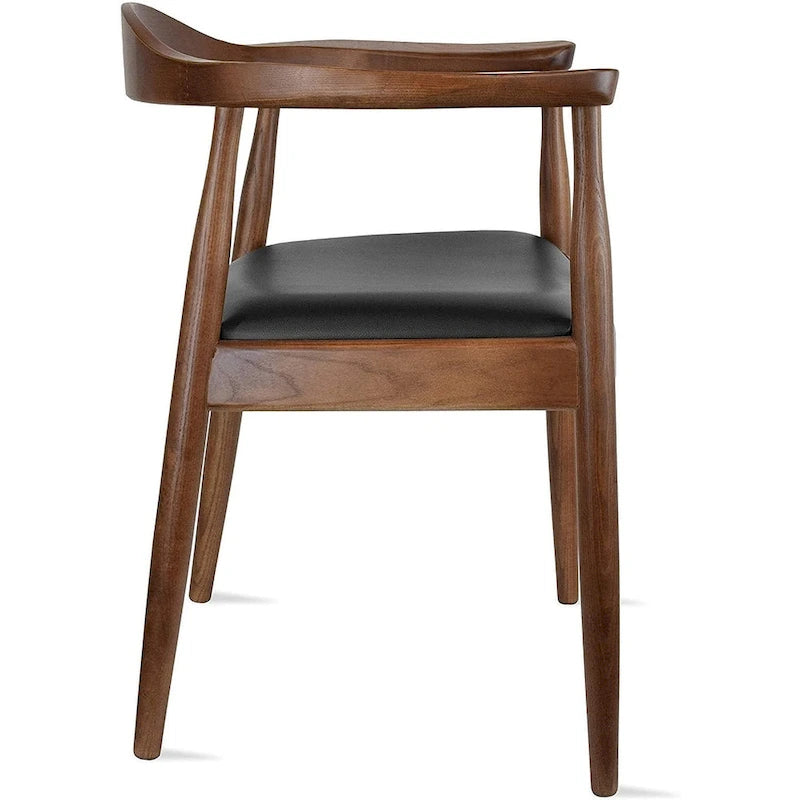 Solid Wood Elbow Chairs Oak and Faux Leather Dining Armchair For Kitchen Bedroom Office