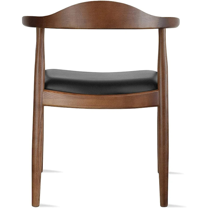 Solid Wood Elbow Chairs Oak and Faux Leather Dining Armchair For Kitchen Bedroom Office