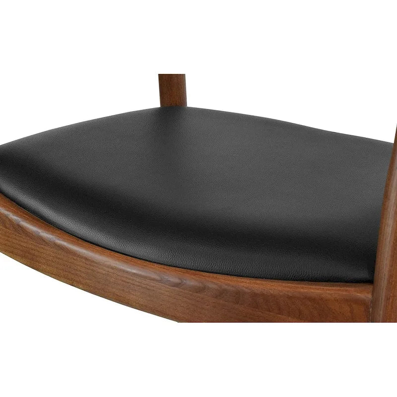 Solid Wood Elbow Chairs Oak and Faux Leather Dining Armchair For Kitchen Bedroom Office
