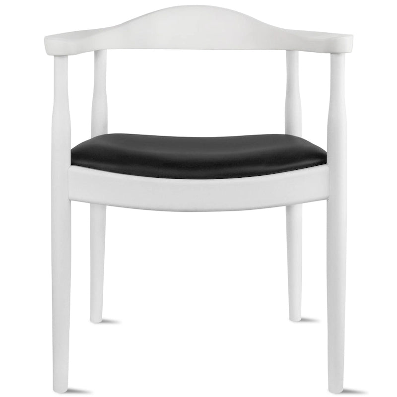 Solid Wood Elbow Chairs Oak and Faux Leather Dining Armchair For Kitchen Bedroom Office