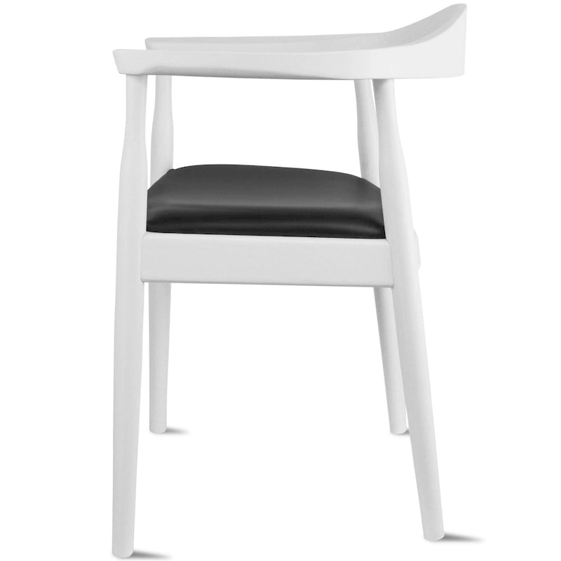 Solid Wood Elbow Chairs Oak and Faux Leather Dining Armchair For Kitchen Bedroom Office