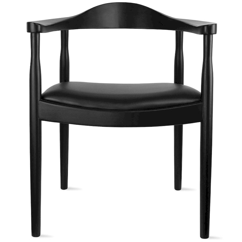 Solid Wood Elbow Chairs Oak and Faux Leather Dining Armchair For Kitchen Bedroom Office