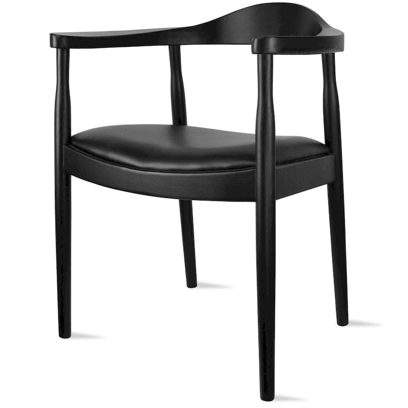 Solid Wood Elbow Chairs Oak and Faux Leather Dining Armchair For Kitchen Bedroom Office