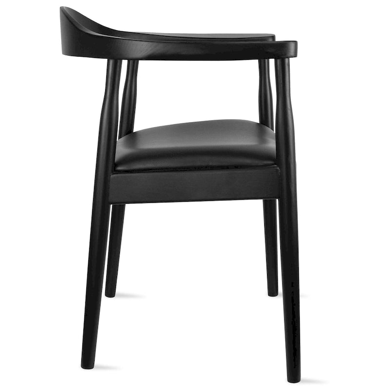 Solid Wood Elbow Chairs Oak and Faux Leather Dining Armchair For Kitchen Bedroom Office