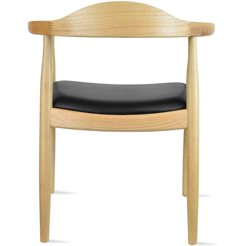 Solid Wood Elbow Chairs Oak and Faux Leather Dining Armchair For Kitchen Bedroom Office