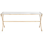 Couchtisch mit goldfarbenem Gestell und Tischplatte aus gehärtetem Glas - 43 x 20 x 18.3 - 43Wx20Dx18H