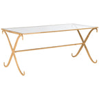 Couchtisch mit goldfarbenem Gestell und Tischplatte aus gehärtetem Glas - 43 x 20 x 18.3 - 43Wx20Dx18H