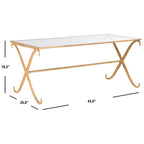 Couchtisch mit goldfarbenem Gestell und Tischplatte aus gehärtetem Glas - 43 x 20 x 18.3 - 43Wx20Dx18H