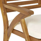 GDFStudio Baia Outdoor Acacia Wood 5 Piece Dining Set with Cushion, Teak/Cream