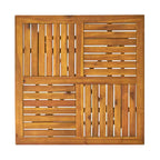 GDFStudio Baia Outdoor Acacia Wood 5 Piece Dining Set with Cushion, Teak/Cream