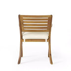 GDFStudio Baia Outdoor Acacia Wood 5 Piece Dining Set with Cushion, Teak/Cream