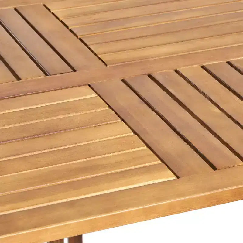 GDFStudio Baia Outdoor Acacia Wood 7 Piece Dining Set with Cushion, Teak/Cream