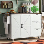 Ampia isola da cucina con ruote, spazio contenitore e alimentazione elettrica