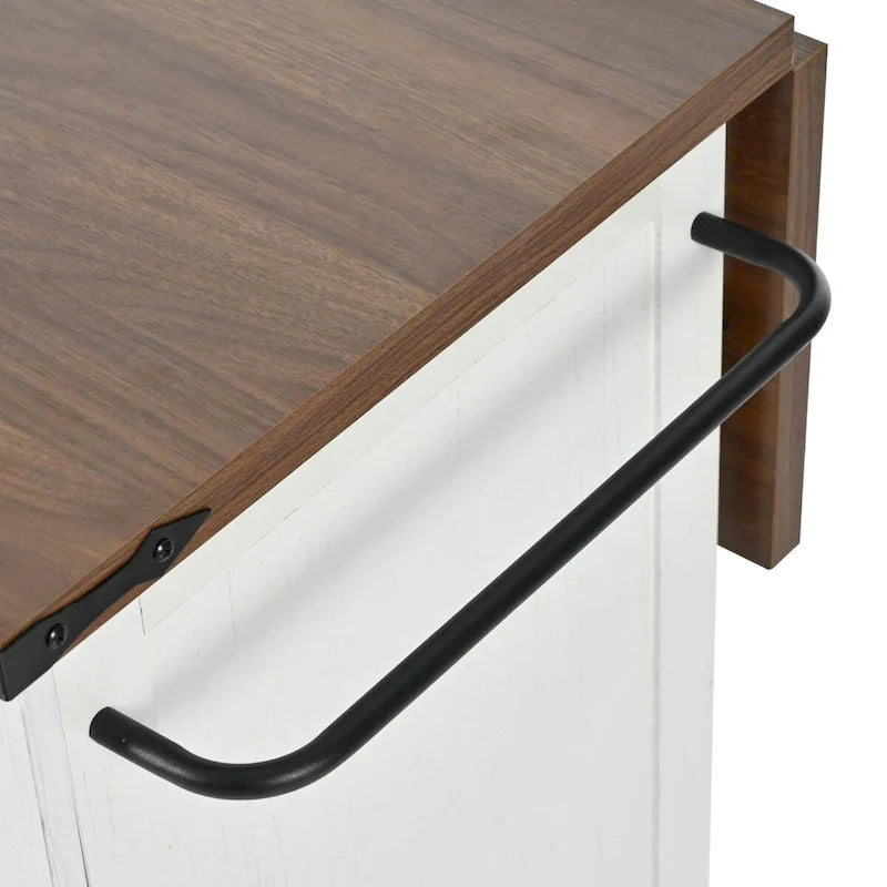 Large Rolling Kitchen Island with Storage and Power Supply