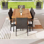 Costway 9 PCS Outdoor Patio Dining Set Armchairs Set of 8 and Acacia Wood Square Table