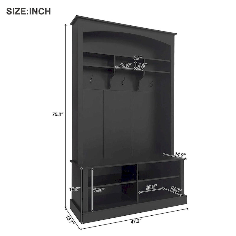Hall Tree with Bench and Shoe Storage