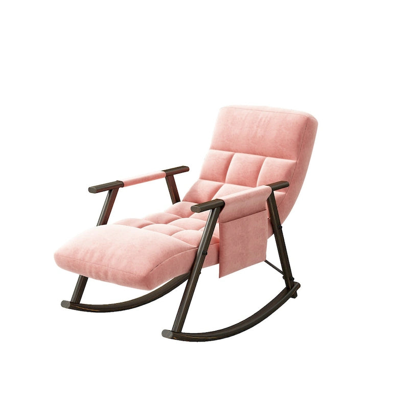 Casual Folding Rocking Chair,Lounge Rocking Chair Adjustable High Back and Foot Rest,Side Pockets Placed in Living Room Bedroom