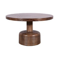 30 Inch Coffee Table, Round Top and Pedestal Base, Natural Brown Wood