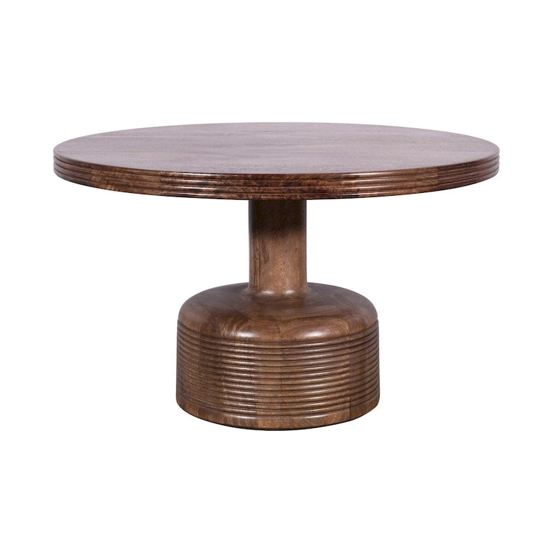 30 Inch Coffee Table, Round Top and Pedestal Base, Natural Brown Wood