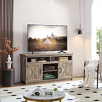 Farmhouse Barn door TV Media Stand Entertainment Console for TV Up to 65 with Open and Closed Storage Space
