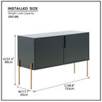 Grüne Konsolentisch-Kommode mit Stauraum, Sideboard-Buffettisch für Wohnzimmer und Küche - 48.4 inch