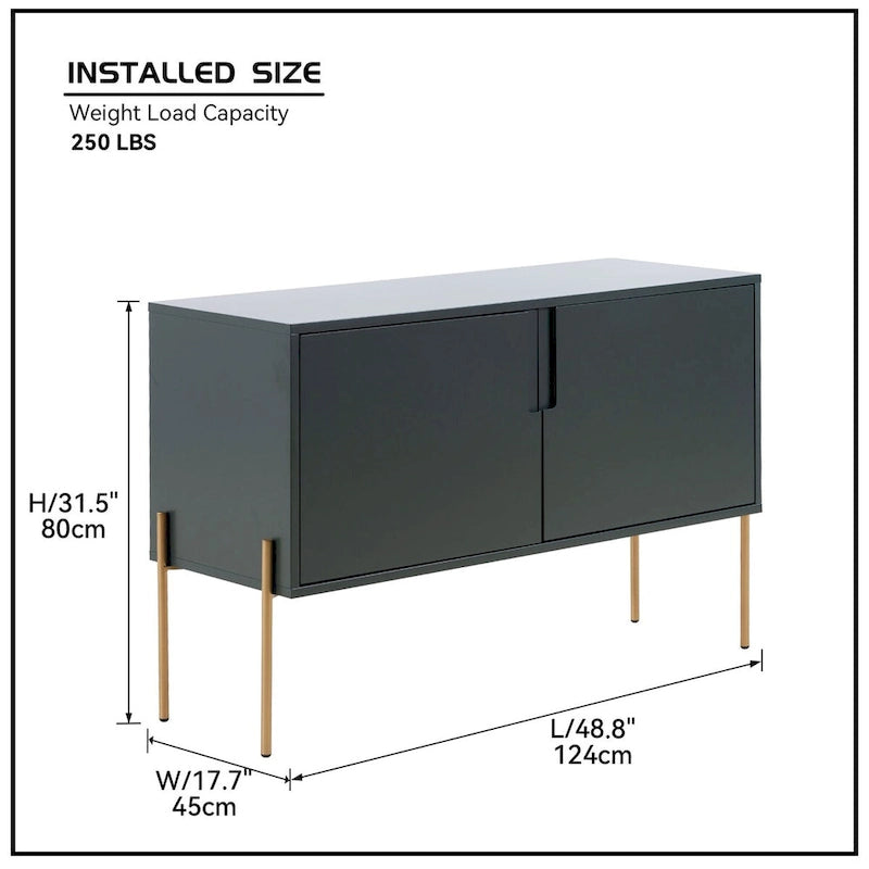 Green Cupboard Console Table with Storage, Sideboard Buffet Table for Living Room & Kitchen - 48.4 inch