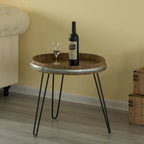 Tavolino da appoggio decorativo in legno con testa di botte da vino
