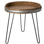 Tavolino da appoggio decorativo in legno con testa di botte da vino