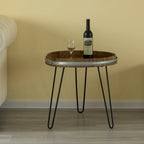 Tavolino da appoggio decorativo in legno con testa di botte da vino